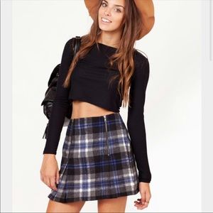 MinkPink Plaid zipper skirt